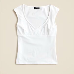 NWT stretch cotton cap sleeve crossover tee